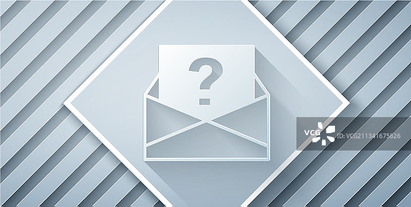 带问号图标的剪纸信封图片素材