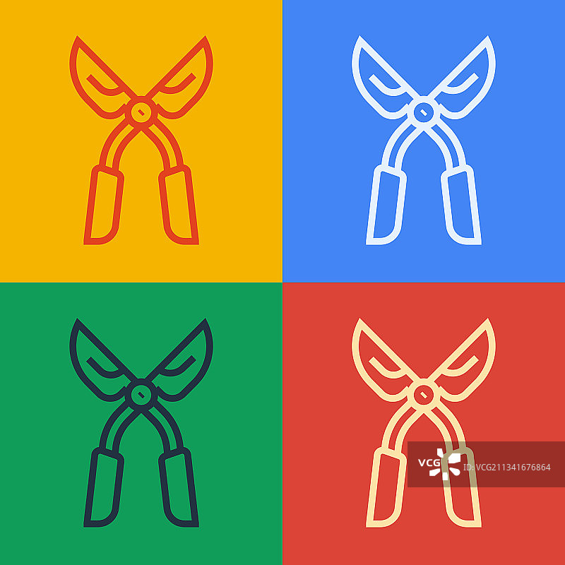 波普艺术风格手工园艺剪刀图片素材