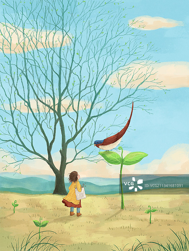 走过四季节气插画立春图片素材