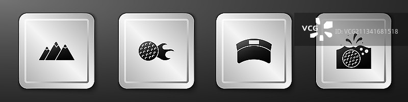 山脉高尔夫球遮阳帽和水组件图片素材