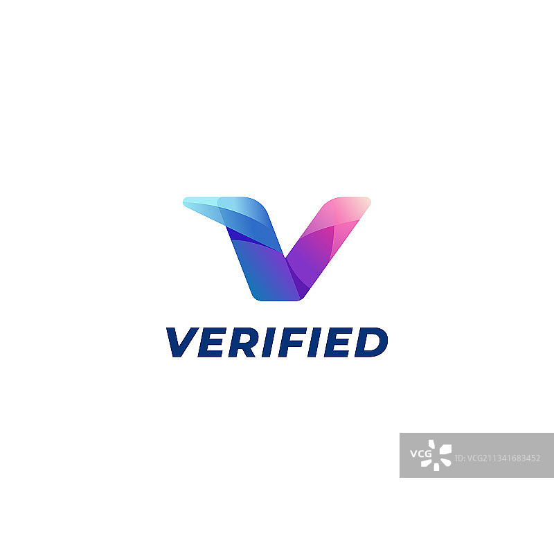 彩色字母V认证logo图片素材