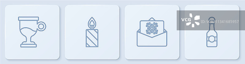 圣诞节明信片热红酒燃烧线条图片素材