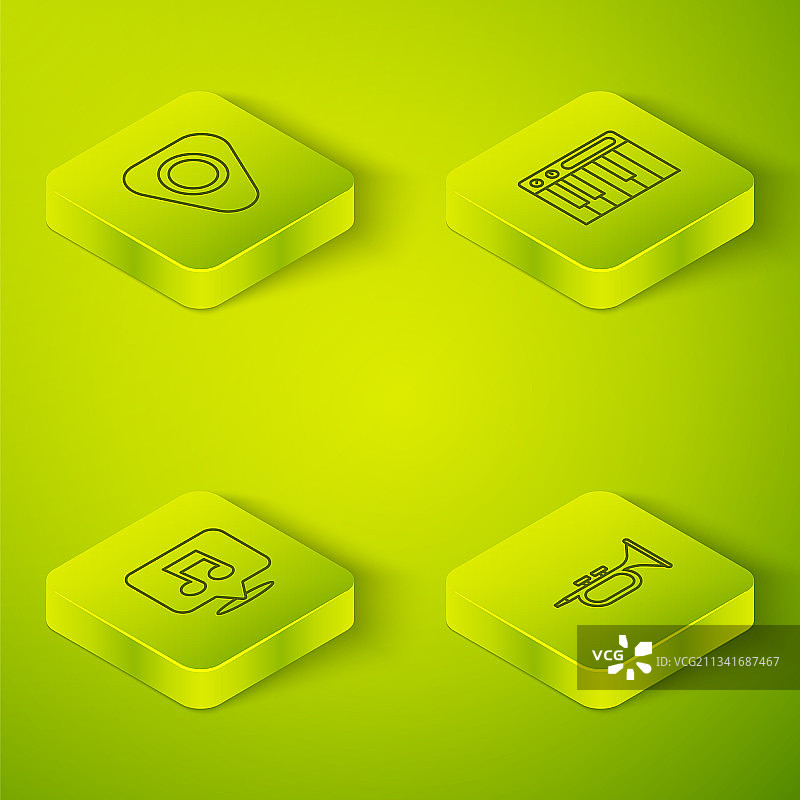 2.5D等距线条：音乐合成器音符音调图片素材