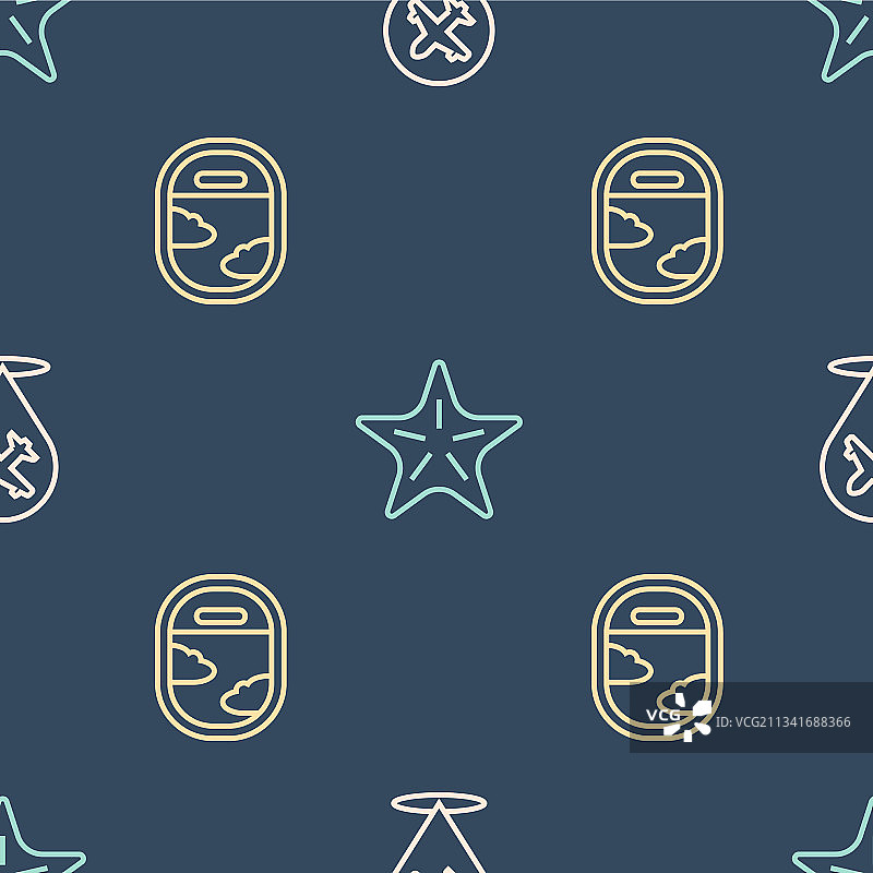 飞机舷窗和海星图标合集图片素材