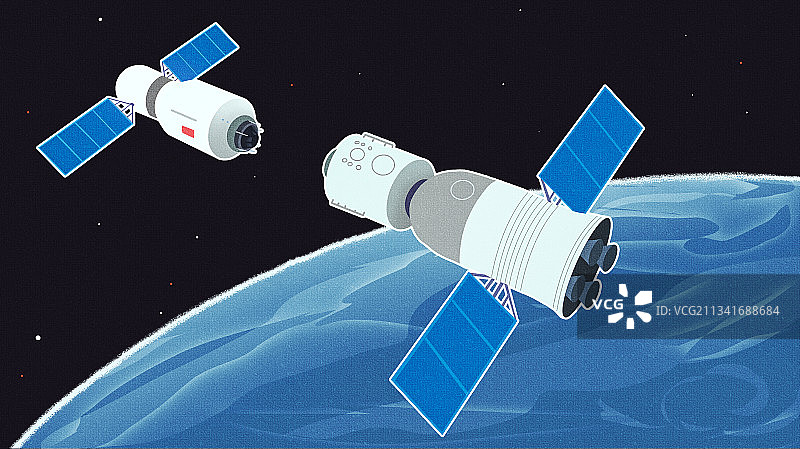太空之吻中国航天飞船对接成功图片素材