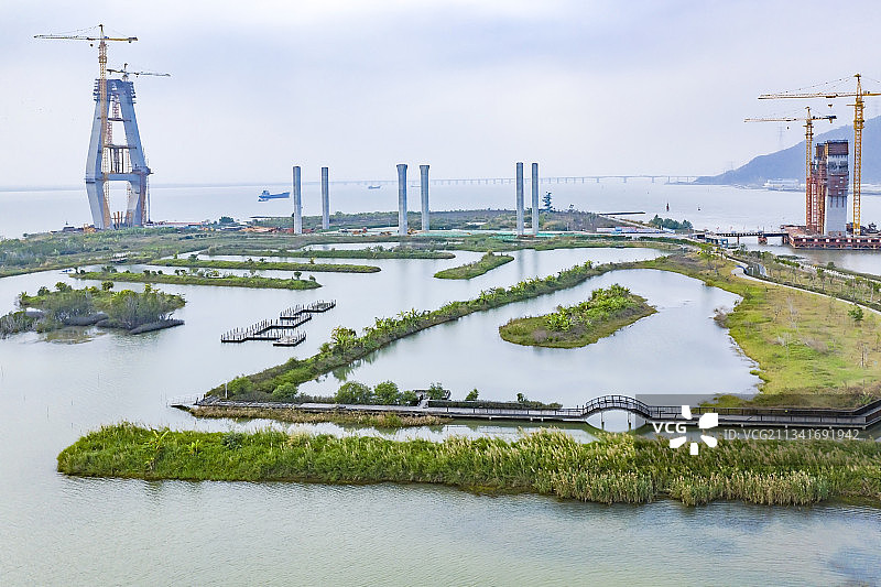 建设中的洪鹤大桥图片素材