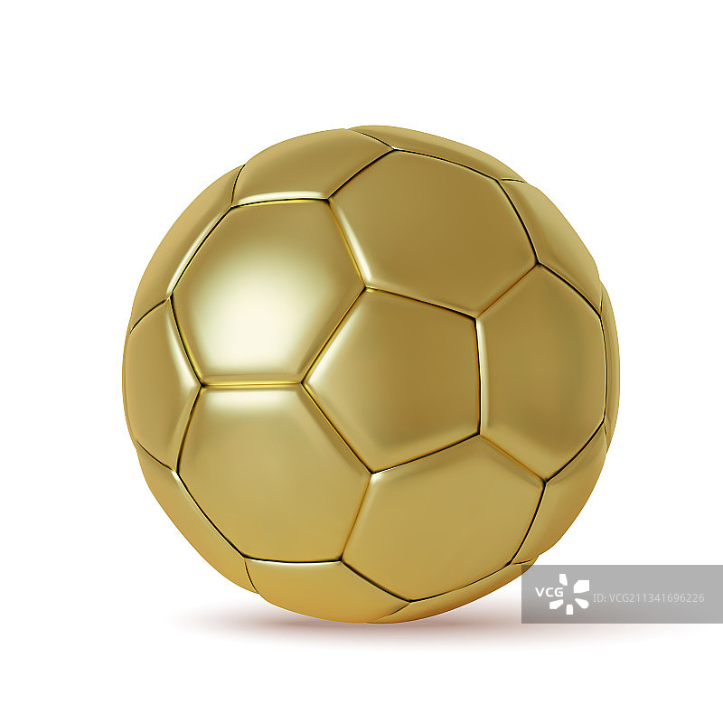 金色3D足球，逼真风格，白色背景图片素材