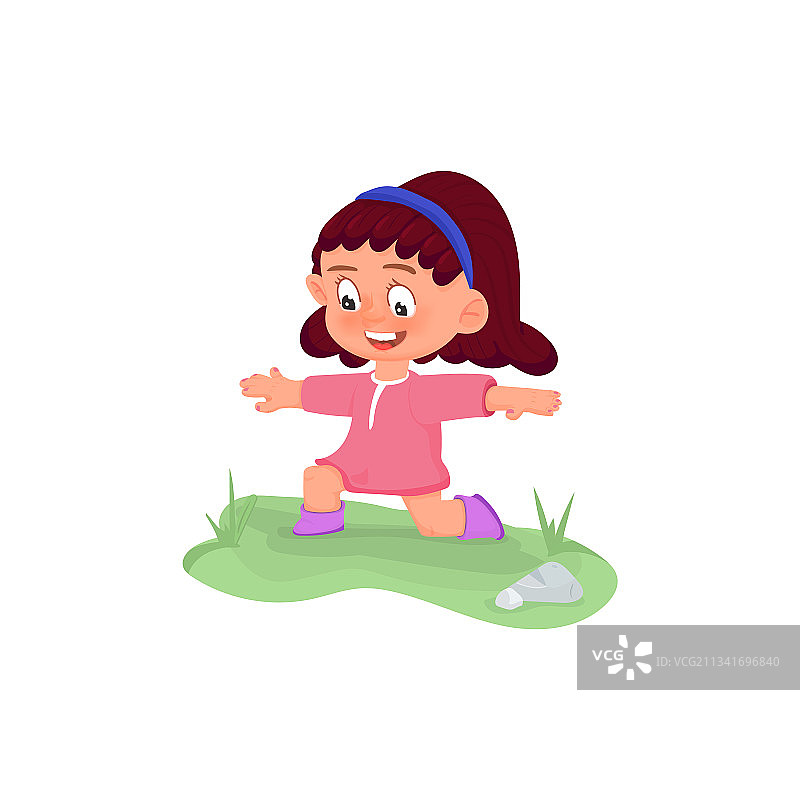 卡通风格的女孩在做瑜伽图片素材
