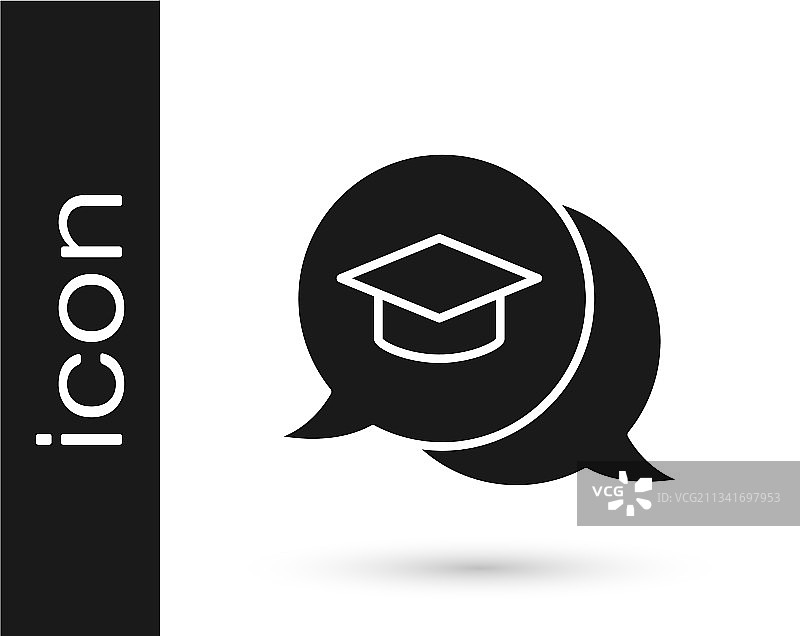 语音气泡图标中的黑色毕业帽图片素材