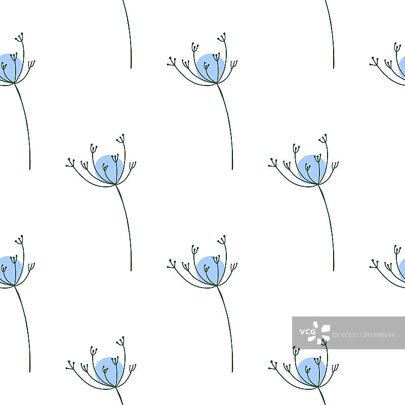 蓝色野花绽放无缝图案图片素材