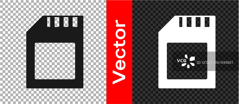 透明背景上的黑色SD卡图标图片素材