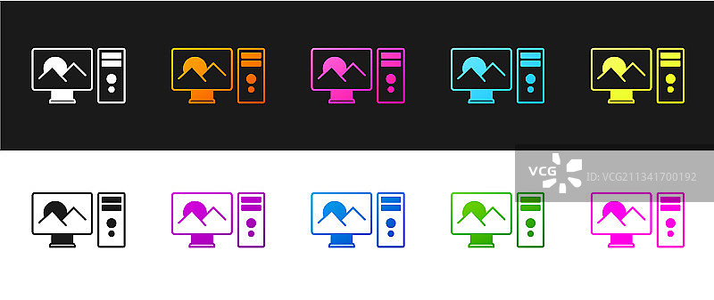黑色背景上的照片修饰图标素材图片素材