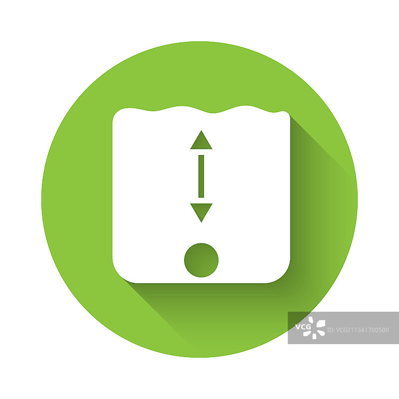 具有长阴影的白色深度测量隔离图标图片素材