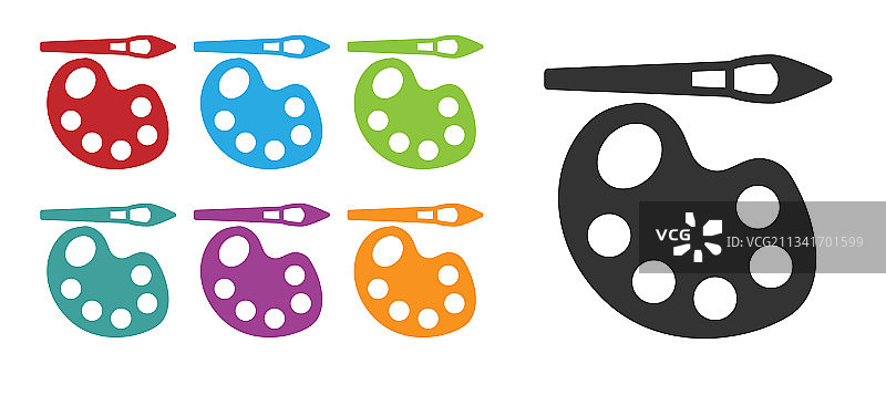 黑色画笔和调色板图标图片素材