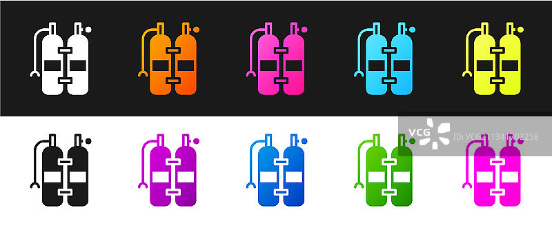 黑色和白色背景上的水肺图标图片素材