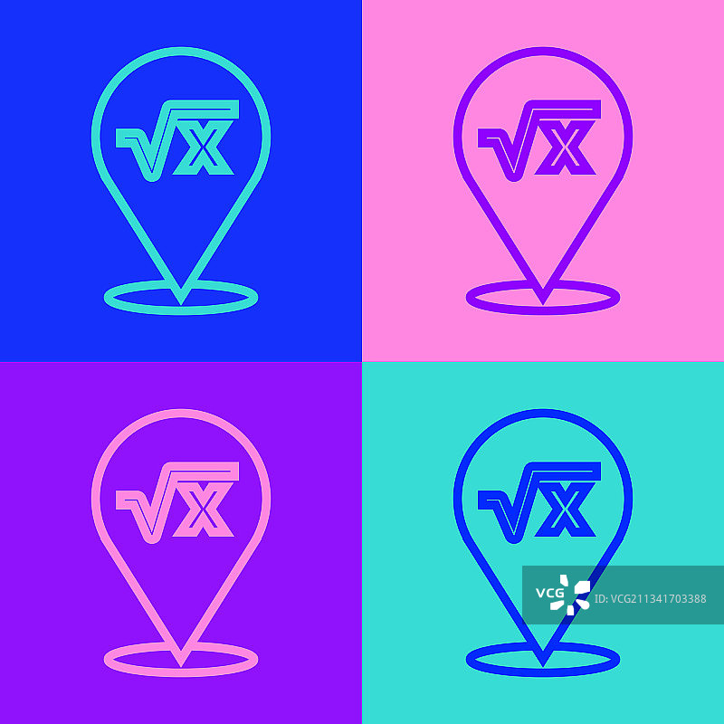 波普艺术根号x符号线条图标图片素材