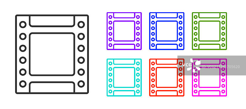 黑色线条老式相机胶卷图标图片素材