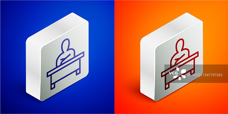 2.5D线条学生课桌图标图片素材