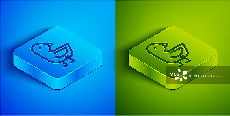 2.5D线条蓝色背景小鸡图标图片素材