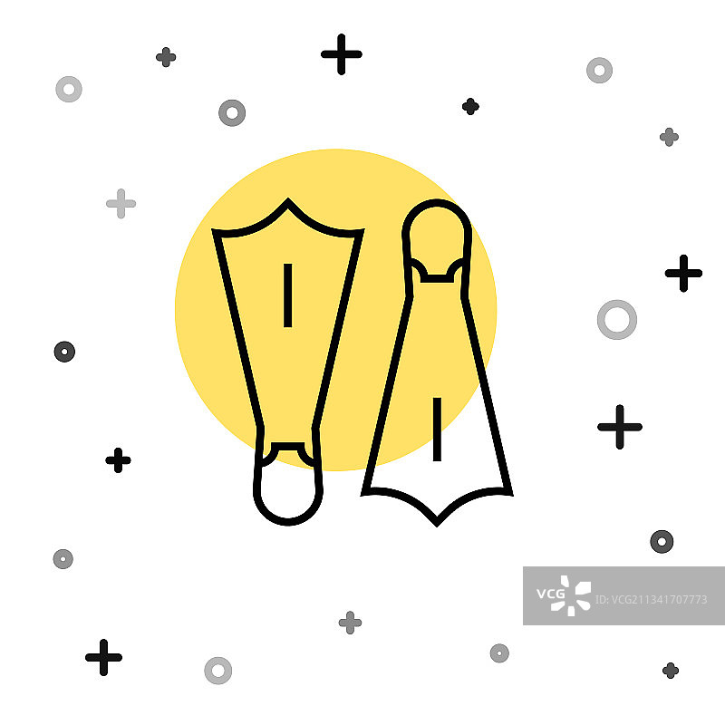 黑色线条游泳橡胶脚蹼图片素材