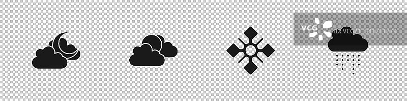 设置云与月亮太阳和云天气图片素材