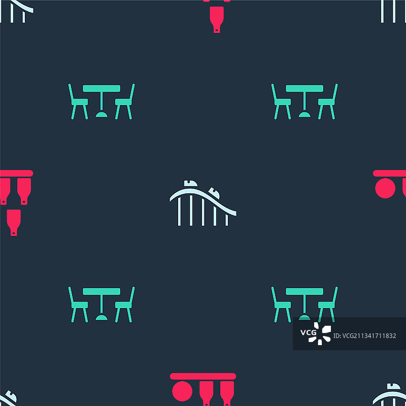 瓶子、球、过山车和野餐桌图片素材