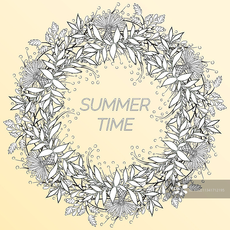 夏季花卉花环背景图片素材