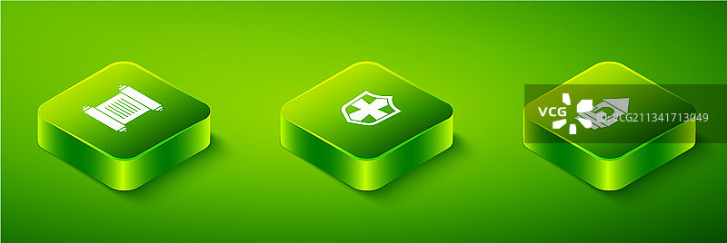 2.5D盾牌、城堡、塔楼和法令图片素材