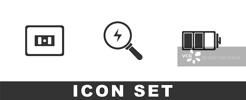 带闪电和电池的电源插座图片素材