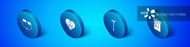 2.5D等距眼镜手杖图片素材