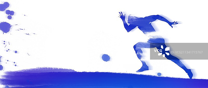 蓝色喷溅奔跑速度人物插图图片素材