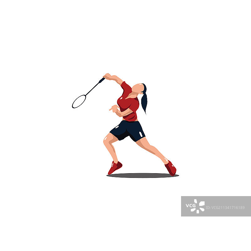 女人接到羽毛球后的羽毛球姿势图片素材
