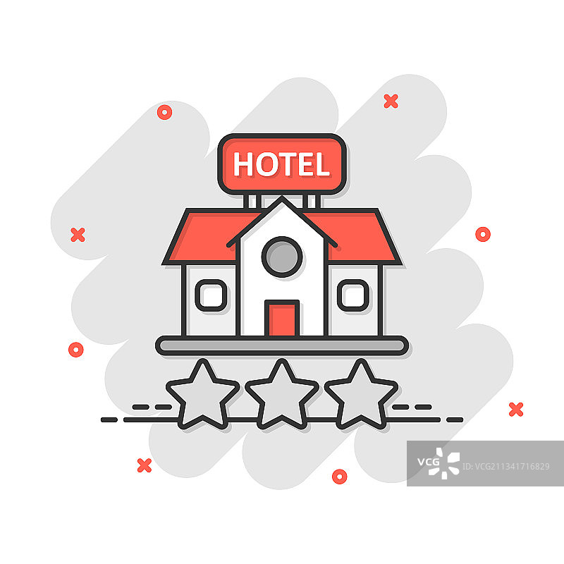 漫画风格三星级酒店标志图片素材