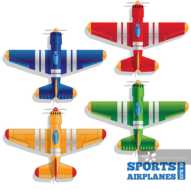 白色背景上的运动飞机套装图片素材