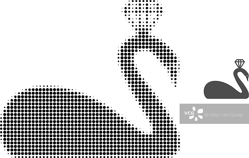 戴皇冠的天鹅半色调点状图标图片素材