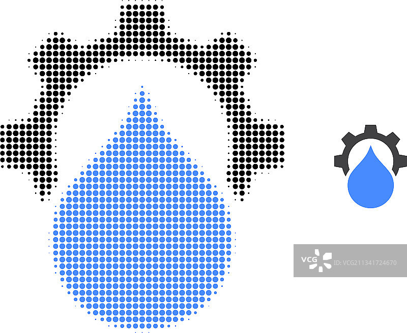 供水服务齿轮半色调虚线图标图片素材