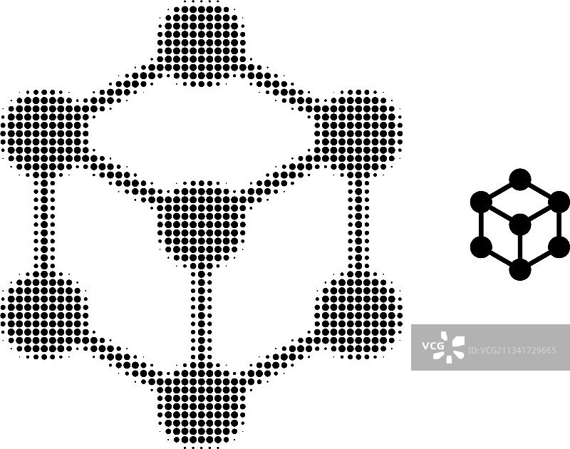 立方体节点半色调点状图标图片素材