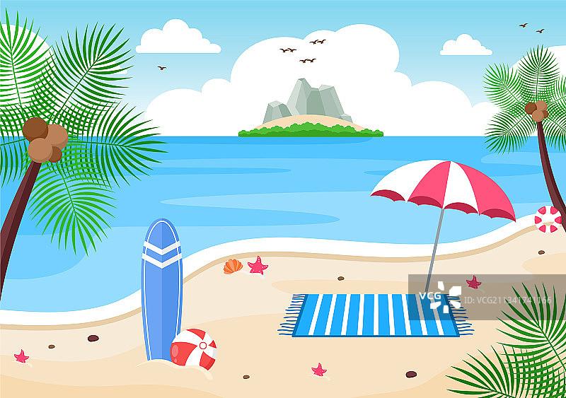 快乐夏季海滩背景图片素材