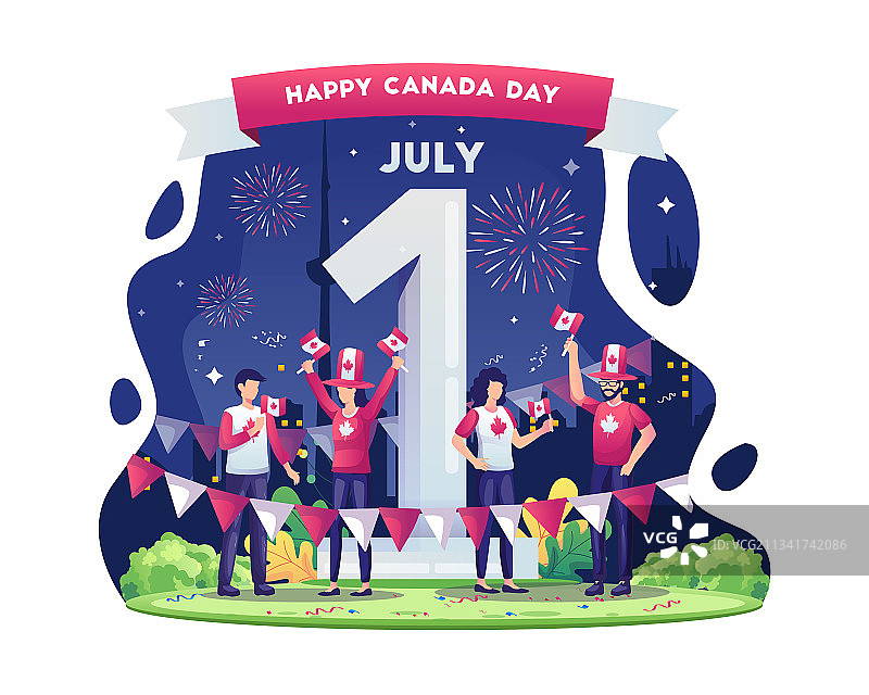 人们庆祝加拿大国庆日图片素材