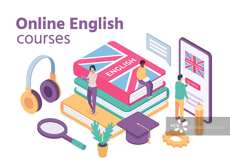 2.5D英语在线课程，外语学习图片素材