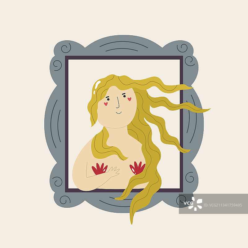 手绘风格《维纳斯的诞生》图片素材