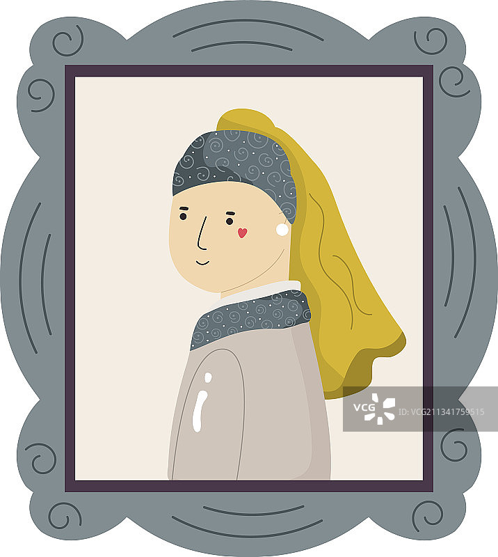 戴珍珠耳环的可爱女孩图片素材