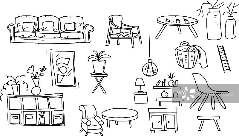 波西米亚风格斯堪的纳维亚家具内饰图片素材