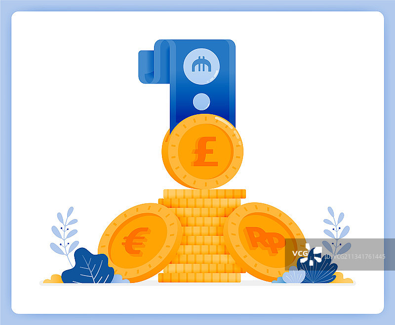 成堆的外币金币图片素材