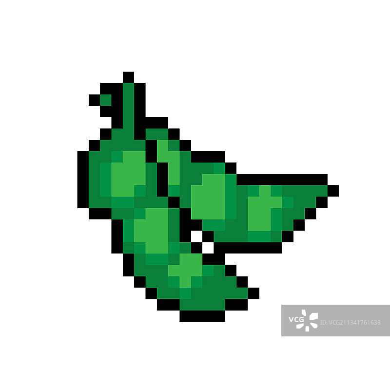 8位像素风格的豌豆荚绿色豌豆图片素材