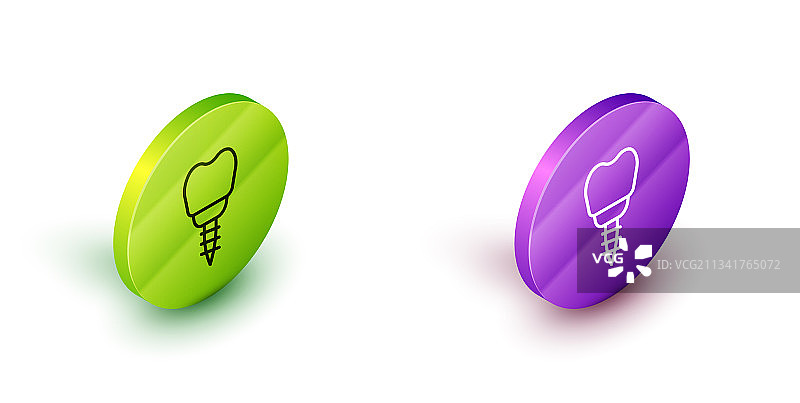 2.5D线条牙科植入物图标图片素材