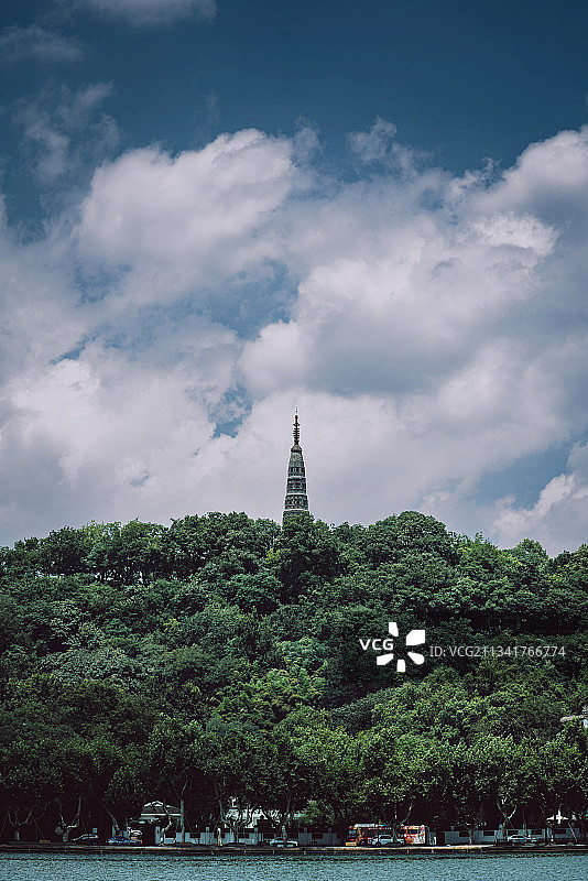 西湖荷花与西湖风光图片素材