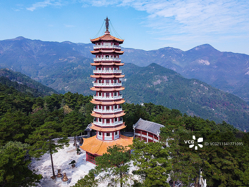 航拍南岳衡山金刚舍利塔 佛教建筑宝塔图片素材