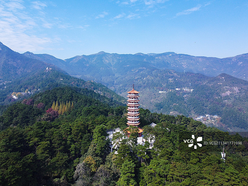 航拍南岳衡山金刚舍利塔 佛教建筑宝塔图片素材