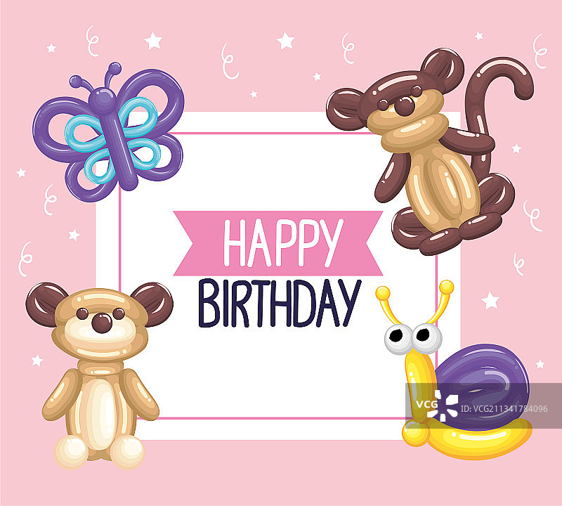 动物气球卡片图片素材